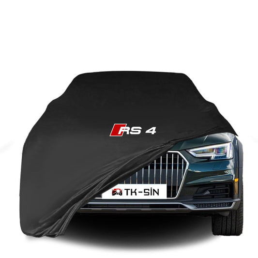 Audi RS4 A4 Allroad B9 mit maßgeschneiderter Indoor-Autoabdeckung in einer Garage in Deutschland