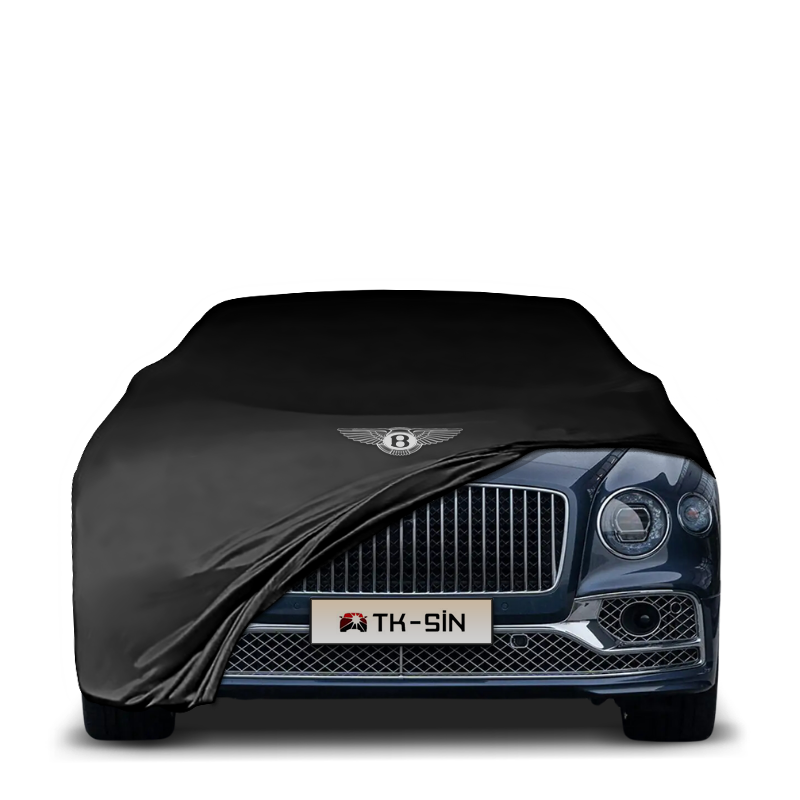 Flying Spur 3 mit maßgeschneiderter Indoor-Autoabdeckung in einer Garage in Deutschland