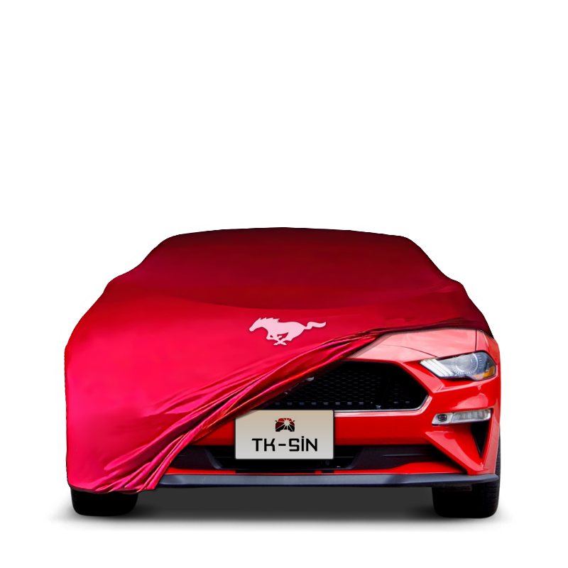 Indoor Autoabdeckung für Ford Mustang Cabrio 6 (2015–2023) mit Logo – maßgeschneidert & atmungsaktiv

