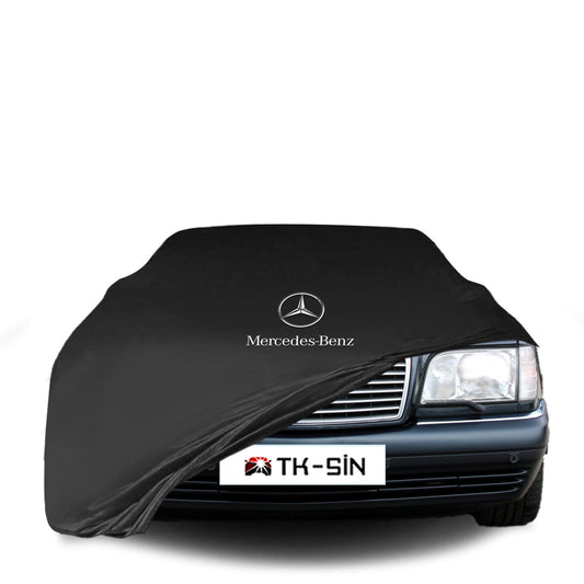 Indoor Autoabdeckung für Mercedes-Benz S-Klasse W140 Limousine (1991–1998) mit Logo – atmungsaktiv & maßgeschneidert

